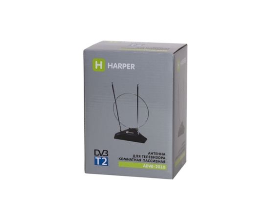  Антенна HARPER ADVB-2010 комнатная, пассивная; Принимаемый сигнал: DVB-T2; Диапазон: VHF / UHF (174–230 MHz, 470-862 MHz); Усиление: 5-7 dB; Сопротивление: 75 Ω; Коэффициент шума: ≤3 dB; Длина кабеля: 1,5 м 