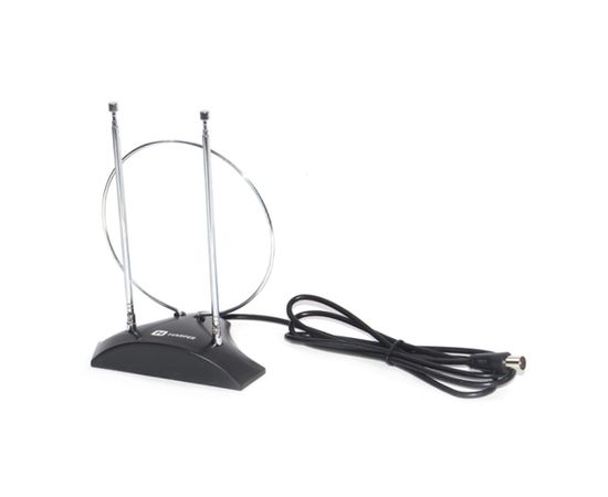  Антенна HARPER ADVB-2010 комнатная, пассивная; Принимаемый сигнал: DVB-T2; Диапазон: VHF / UHF (174–230 MHz, 470-862 MHz); Усиление: 5-7 dB; Сопротивление: 75 Ω; Коэффициент шума: ≤3 dB; Длина кабеля: 1,5 м 