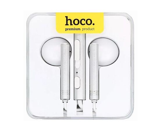  Проводные наушники с микрофоном вкладыши Hoco M22 Spirited Rhyme, 3.5 Jack (silver) 