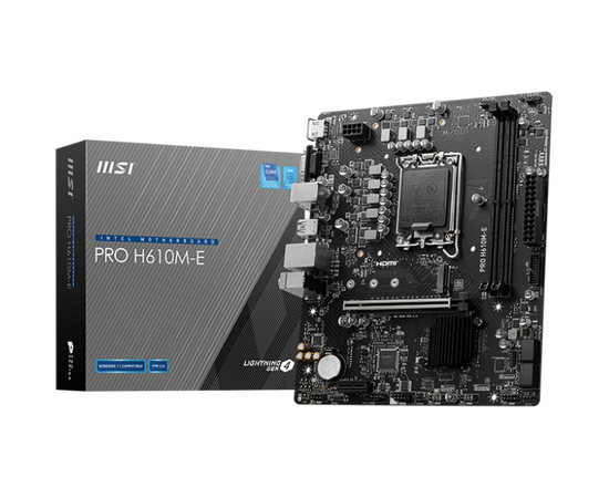  MB s1700 MSI B PRO H610M-E H610 LGA1700 2DDR5 1PCI-Ex16 1PCI-Ex1 1M.2 Gen4 4SATA3.0 4USB3.2Gen1 