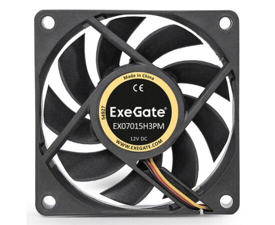  Вентилятор Exegate EX07015H3PM EX283372RUS 70x70x15 мм, гидродинамический, 3pin+Molex, 3000RPM, 26dBA 