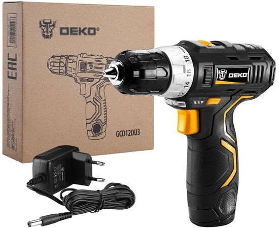  Дрель-шуруповерт Deko GCD12DU3 063-4096 аккум. патрон:быстрозажимной 