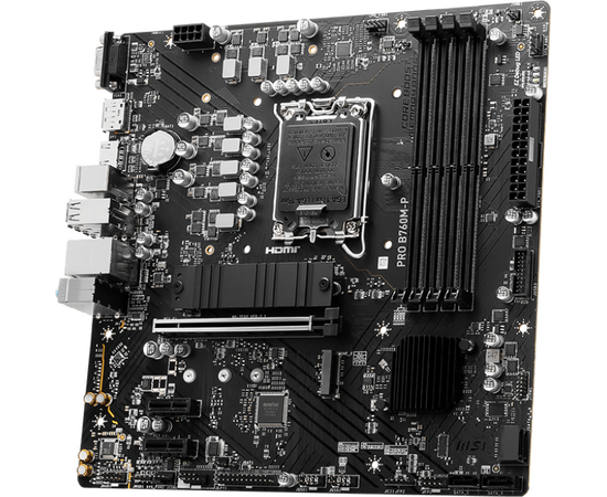  MB s1700 MSI Pro B760M-P, 4*DDR5, 1*PCIEx16, 2*PCIEx1, 2*M.2, 1*TypeC, 3*USB3.2Gen1, 8*USB2.0, 4*SATA3.0, 1G, VGA, DP, HDMI, M-ATX, RTL 