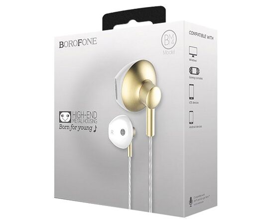  Проводные наушники BOROFONE BM14 Skymelody, Jack 3.5mm, 1.2 м, золотой 