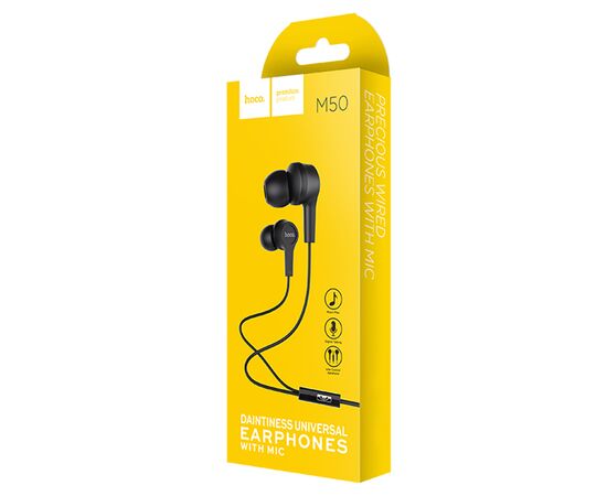  Проводные наушники HOCO M50 Daintiness, Jack 3.5mm, 1.2 м, черный 