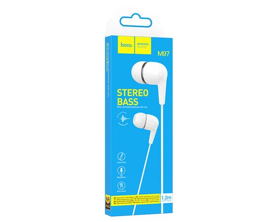  Проводные наушники HOCO M97 Enjoy, Jack 3.5mm, 1.2 м, белый 
