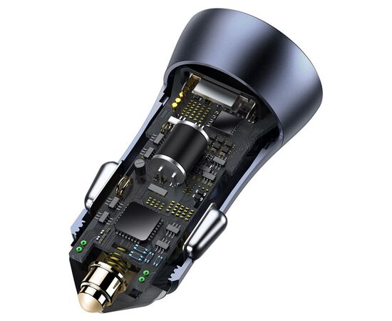  Автомобильное зарядное устройство BASEUS Golden Contactor Pro Dual, 2xUSB с Кабелем USB - Type-C, 5A, 40W, темно-серый 