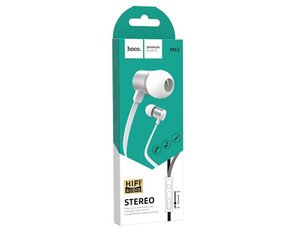  Проводные наушники HOCO M63 Ancient sound, Jack 3.5mm, 1.2 м, серебристый 