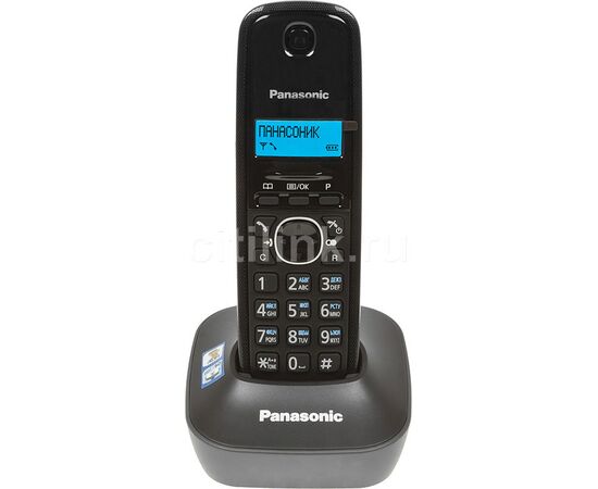  PANASONIC KX-TG1611RUH Grey, Телефон беспроводной DECT, база и трубка, АОН, Caller ID (журнал на 50 вызовов), русскоязычное меню, 12 мелодий звонка 