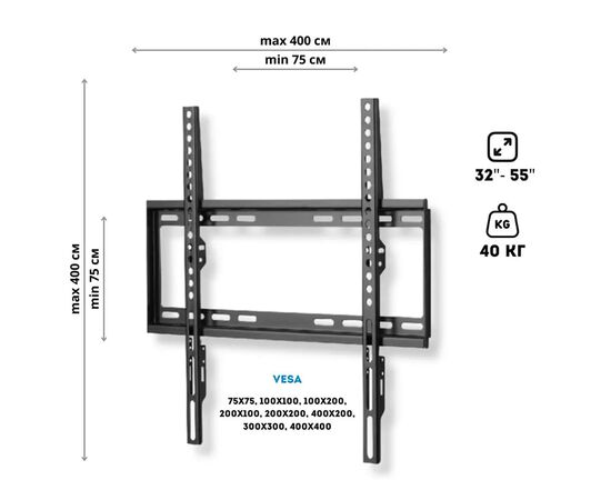  Кронштейн Remounts RM 404F 32"-55" черный 