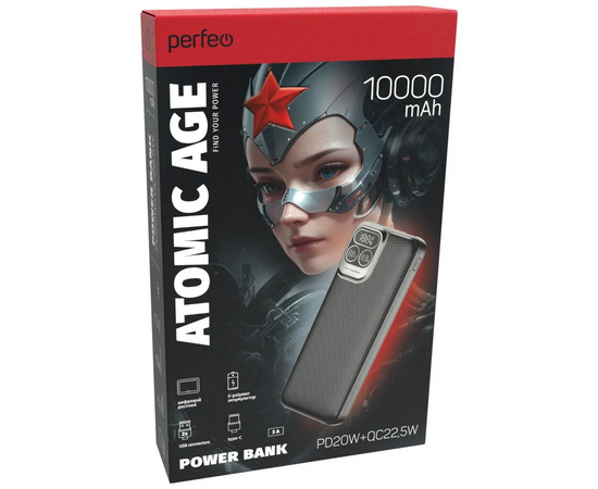  Powerbank Perfeo Atomic Age PF_E1474 10000mAh Black 