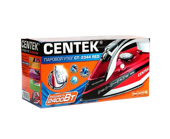  Утюг Centek CT-2344 RED 2400Вт, керамическая подошва, мощный паровой удар, самоочистка, 330мл 