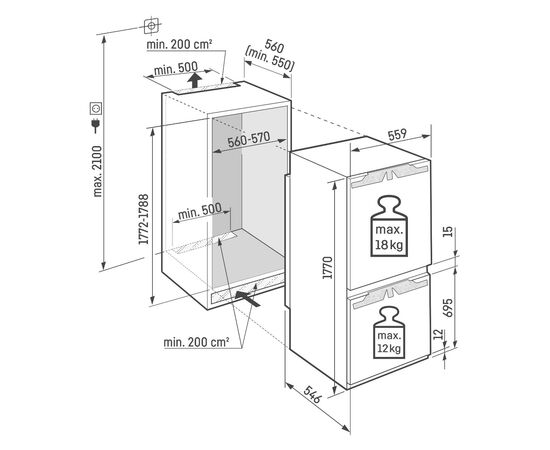  Встраиваемый холодильник Liebherr ICc 5123-22 001 Eiger, ниша 178, Plus, EasyFresh, МК SmartFrost, 3 контейнера, door-on-door 