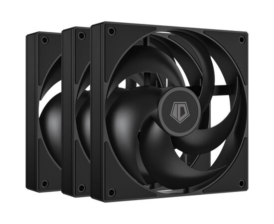  Вентилятор ID-COOLING AS-120-K Trio (3 in 1) 120x120x25мм (PWM, резиновые углы, черный, 300-2000об/мин, супертихий) Box 