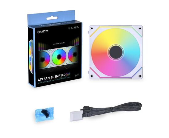  Вентилятор Lian Li Uni Fan SL-INF 140 White /UF-SLIN140-1W/ G99.14SLIN1W.R0/ 140x140x25мм (PWM, ARGB, 200-1600 об/мин, 28dBa) 
