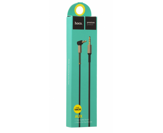  Аудиокабель AUX 3.5mm 1.0м угол Hoco UPA02 (Black) 