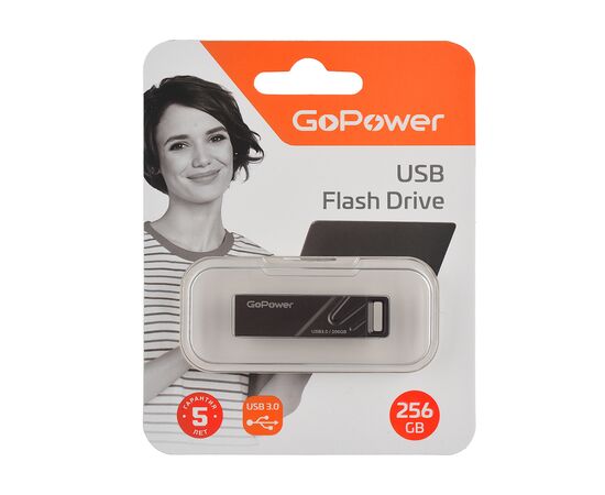  Флеш-накопитель GoPower TITAN 256GB USB3.0 металл черный графит (1/50/1000) 