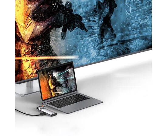  USB HUB разветвитель BASEUS Metal Gleam Series 5 в 1 Type-C (m) - 3xUSB3.0 + Type-C PD + 4К HDMI, серый металлик 
