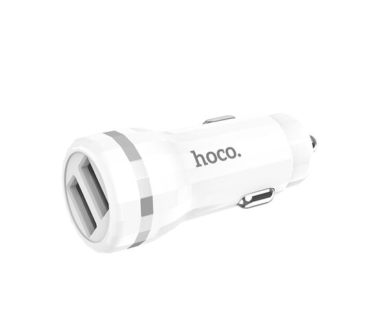  Блок питания автомобильный 2 USB HOCO, Z27 Staunch, 2400mA, кабель Micro-USB 1м, пластик, белый(1/10/100) 