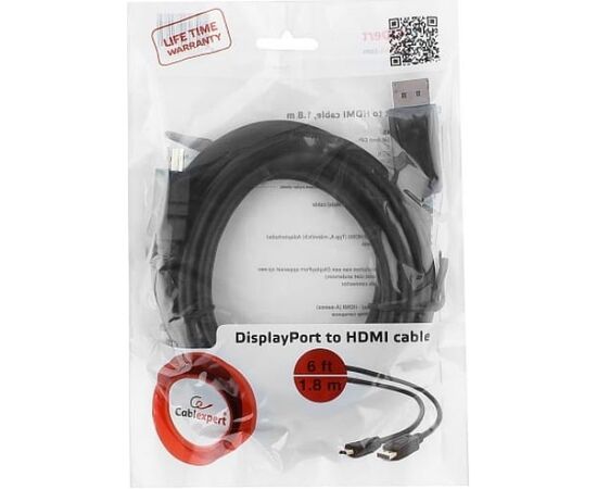  Кабель Gembird/Cablexpert CC-DP-HDMI-6 DisplayPort-HDMI 20M/19M 1,8м черный 