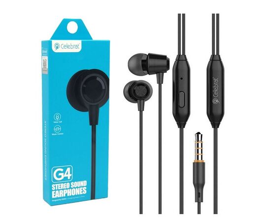  Наушники проводные Celebrat G4 STEREO SOUND EARPHONES, черный 