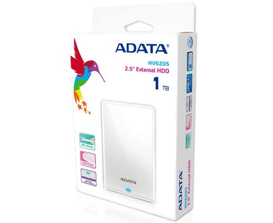  HDD ext 2,5" 1.0TB USB3.1 ADATA Slim HV620S, белый (AHV620S-1TU31-CWH) 