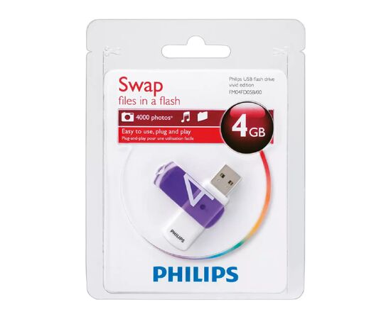  USB-флешка PHILIPS FM04FD05B/97 4GB Vivid2.0 4GB, USB 2.0 