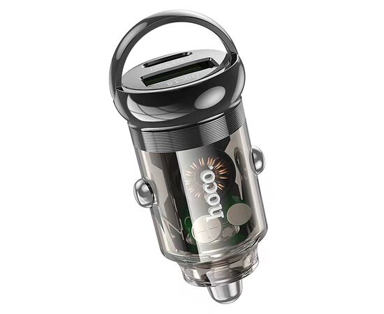  Адаптер Автомобильный Hoco Z53A Vision PD30W+QC3.0 (transparent black) (225395) 