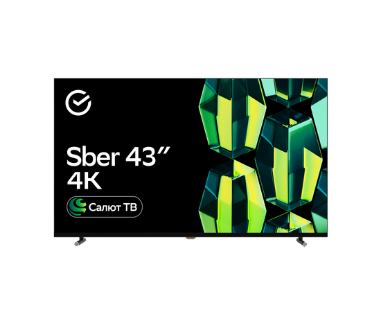  43" Телевизор Sber SDX 43U4124 черный 3840x2160, 4K Ultra HD, 60 Гц, Wi-Fi, Smart TV, Салют ТВ 