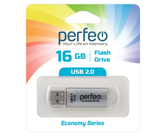  Флешка Perfeo USB 16GB E01 Серебристая economy series 