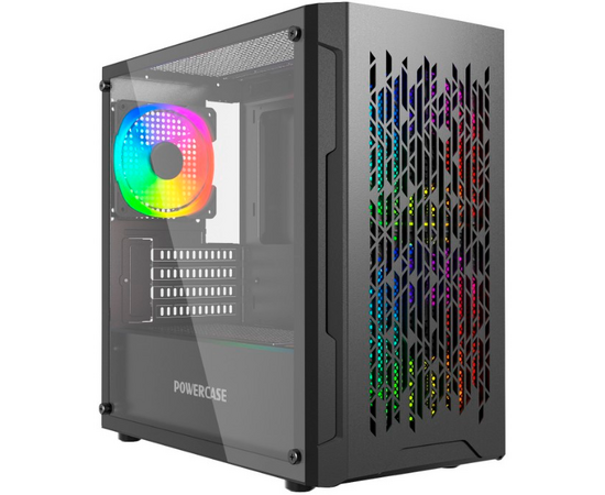  Корпус Powercase Mistral Micro D3B ARGB, Tempered Glass, 2x 140mm ARGB PWM+1x 120mm ARGB PWM, чёрный, mATX  (CMMDB-A3) 