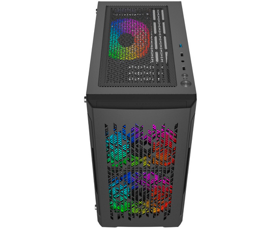  Корпус Powercase Mistral Micro D3B ARGB, Tempered Glass, 2x 140mm ARGB PWM+1x 120mm ARGB PWM, чёрный, mATX  (CMMDB-A3) 