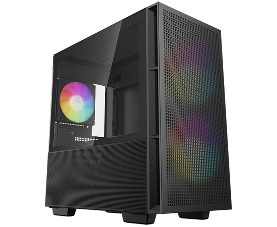  Корпус Deepcool CH360 black (R-CH360-BKAPE3-G-1) MiniTower (mATX, без БП, ARGB, USB3.2 Type-A + USB3.2 Type-C) 