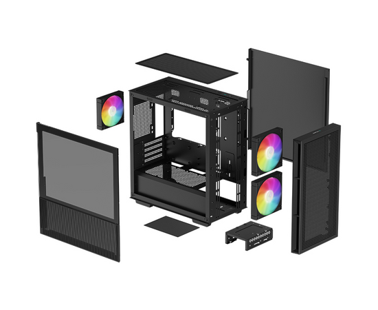  Корпус Deepcool CH360 black (R-CH360-BKAPE3-G-1) MiniTower (mATX, без БП, ARGB, USB3.2 Type-A + USB3.2 Type-C) 