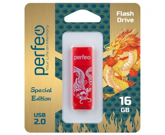  Флешка Perfeo USB 16GB C04 красная  Koi Fish 